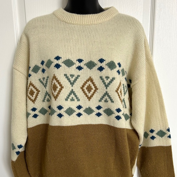 Men’s Medium Sweater F.C. Comfort Tradition Grandpa 80s Neutral Pattern - Picture 3 of 7
